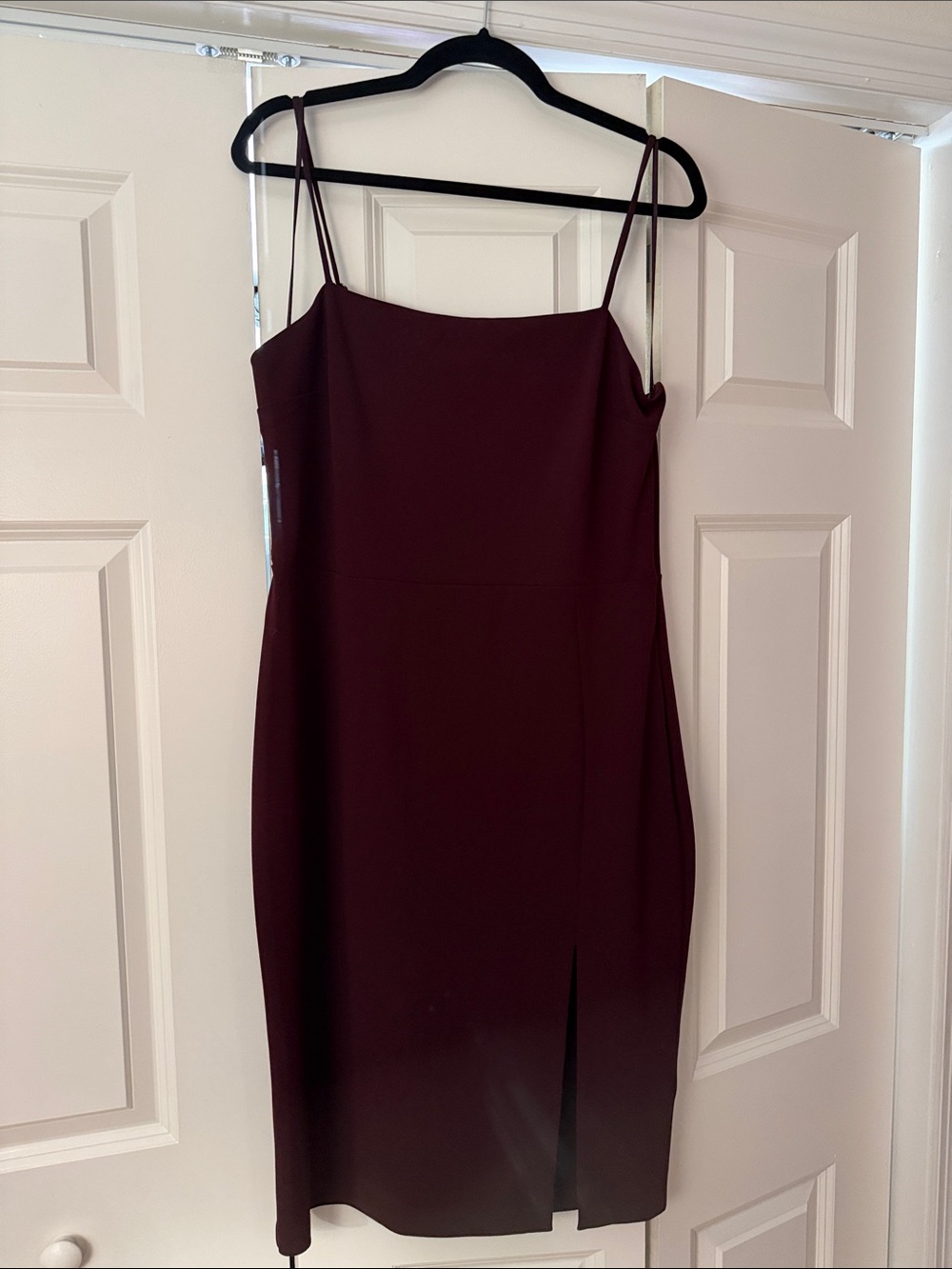 Express Spaghetti-Strap Midi Dress in Burgundy